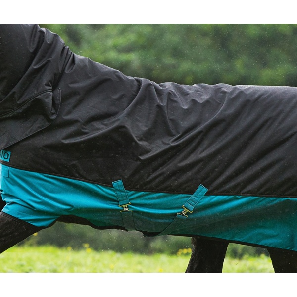 Manta impermeable exterior con cubrecuello Negro-Turquesa. REF 009114 - Imagen 4