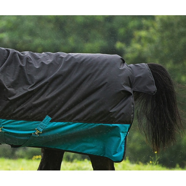 Manta impermeable exterior con cubrecuello Negro-Turquesa. REF 009114 - Imagen 3